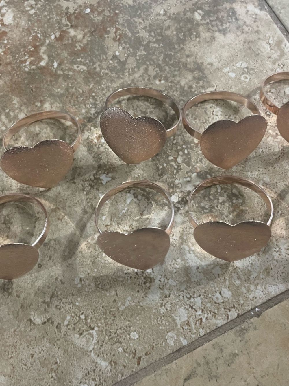 Set of Glitter Heart Napkin Rings - Rose Gold